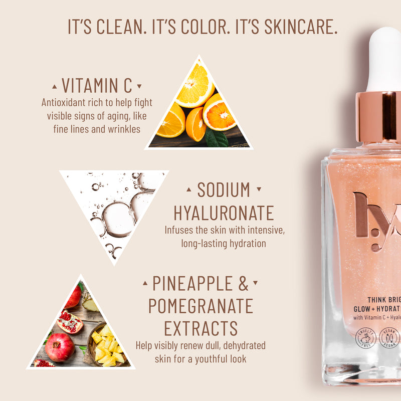 Think Bright Glow + Hydrate Serum with Vitamin C & Hyaluronic Acid